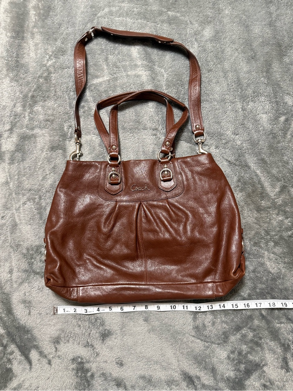 Coach Chocolate Brown Leather Tote with Adjustable Strap